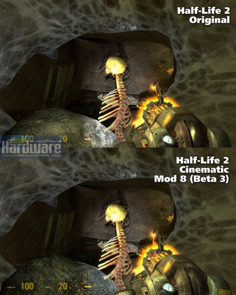 [08/06/2008] In unserer Bildergalerie vergleichen wir Half-Life 2 im Original mit dem Fakefactory Cinematic Mod 8 (Beta 3). Achten Sie auf die Unterschiede bei den Texturen.