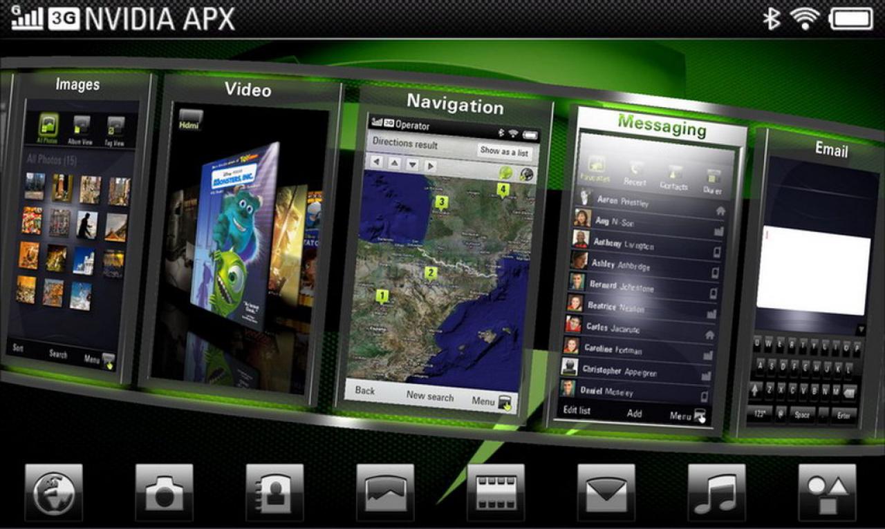 [02/06/2008] Nvidia Tegra 600: 3D-Benutzeroberfläche, basierend auf Windows Mobile (Bild: Nvidia)