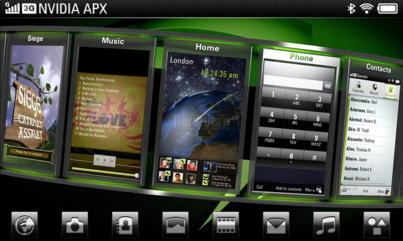 [02/06/2008] Nvidia Tegra 600: 3D-Benutzeroberfläche, basierend auf Windows Mobile (Bild: Nvidia)