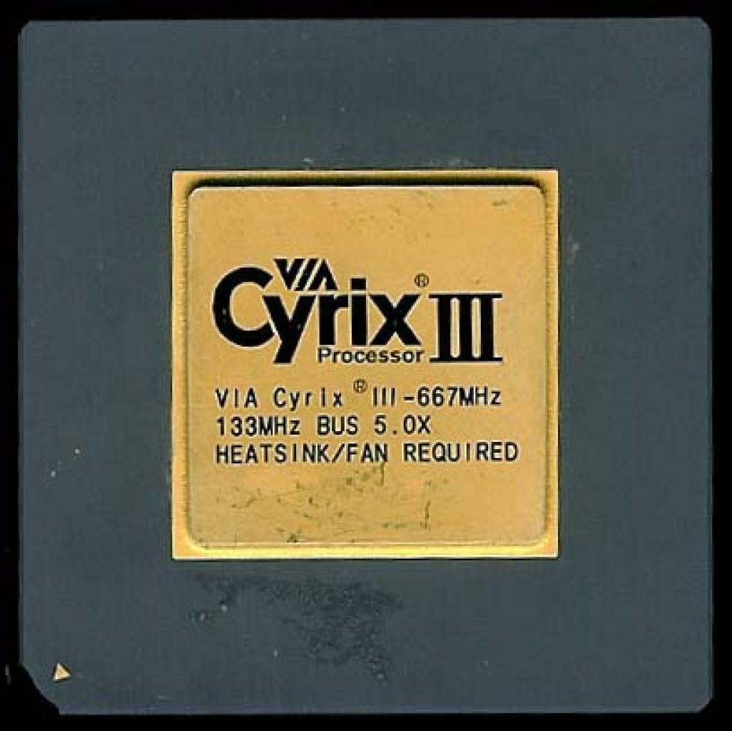 [27/06/2008] Der Via Cyrix III stammte zwar nicht von Cyrix, trug aber als letzter Prozessor diesen Namen. (Bild: cpushack.net)