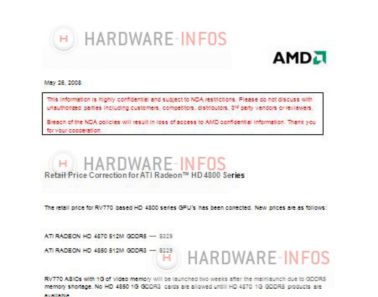 [01/06/2008] AMD-Dokument: Echt oder Fälschung? (Bild: Hardware-Infos)
