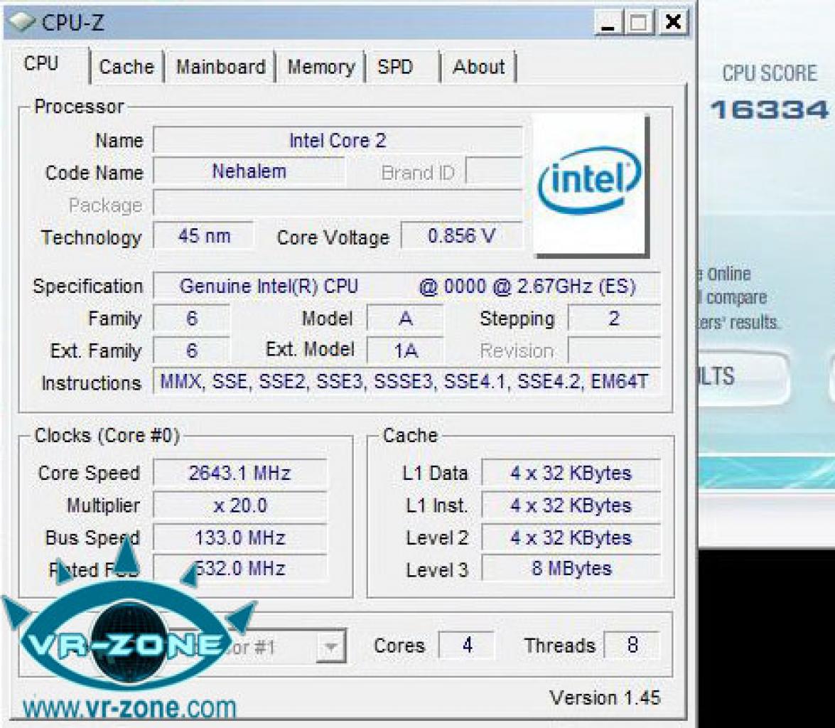 [03/06/2008] Intel Nehalem: Ist die neue Genration 45 Prozent schneller als ein vergleichbarer Core 2 Quad? (Bild: VR-Zone.com)
