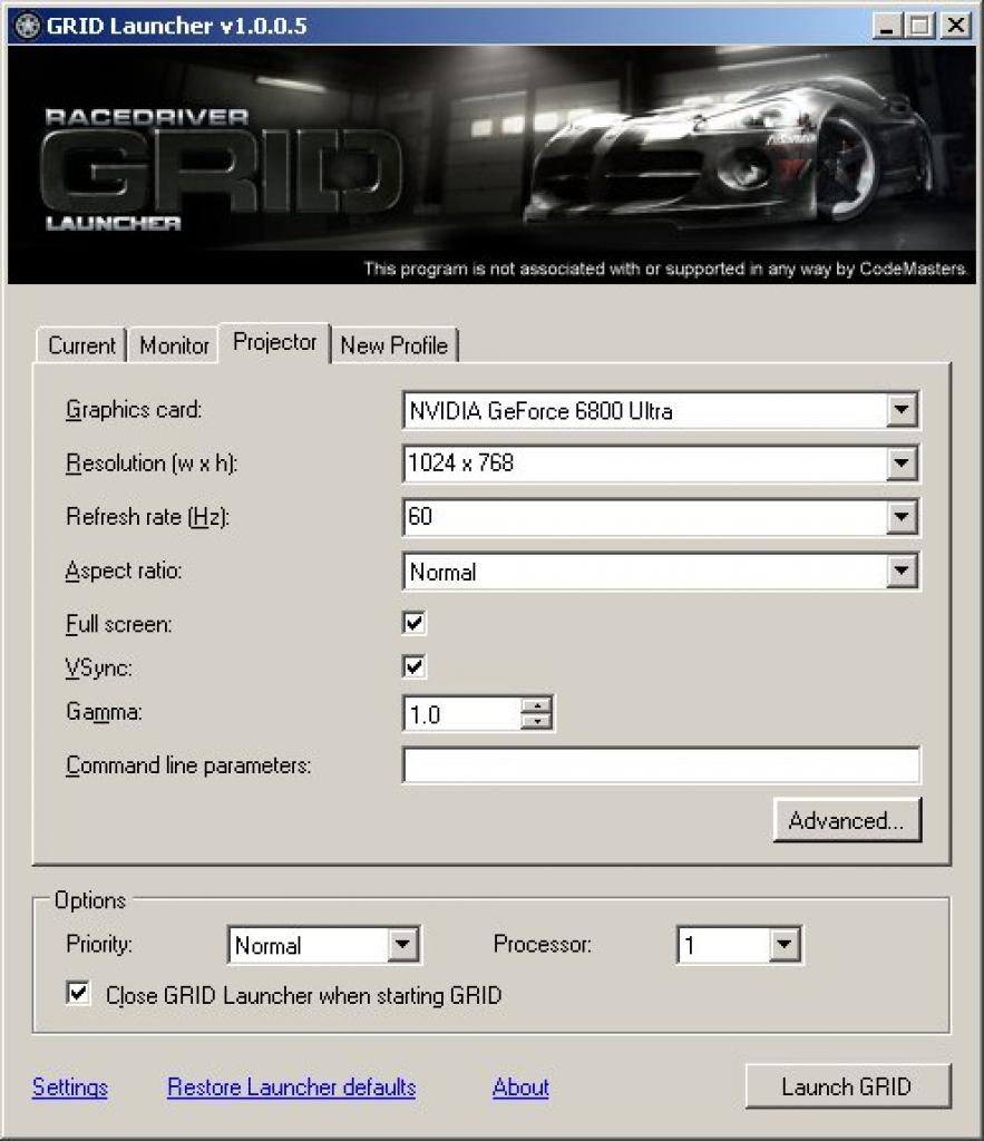 [11/06/2008] Launcher Utility für Race Driver Grid