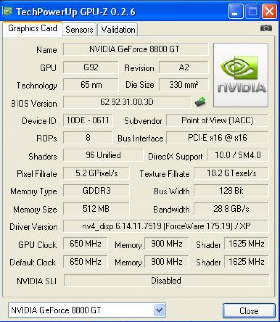 [31/07/2008] GPU-Z zeigt es - nur ein 128 Bit Interface