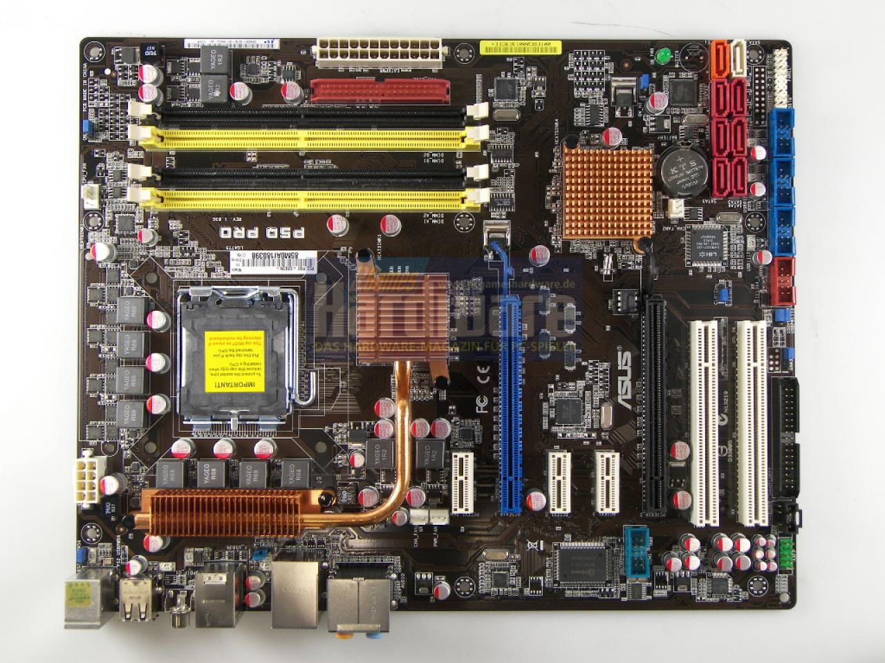 [10/07/2008] Asus P5 Pro: Zwei Grafiksteckplätze und acht SATA-Ports zum günstigen Preis (Bild: PCGH)