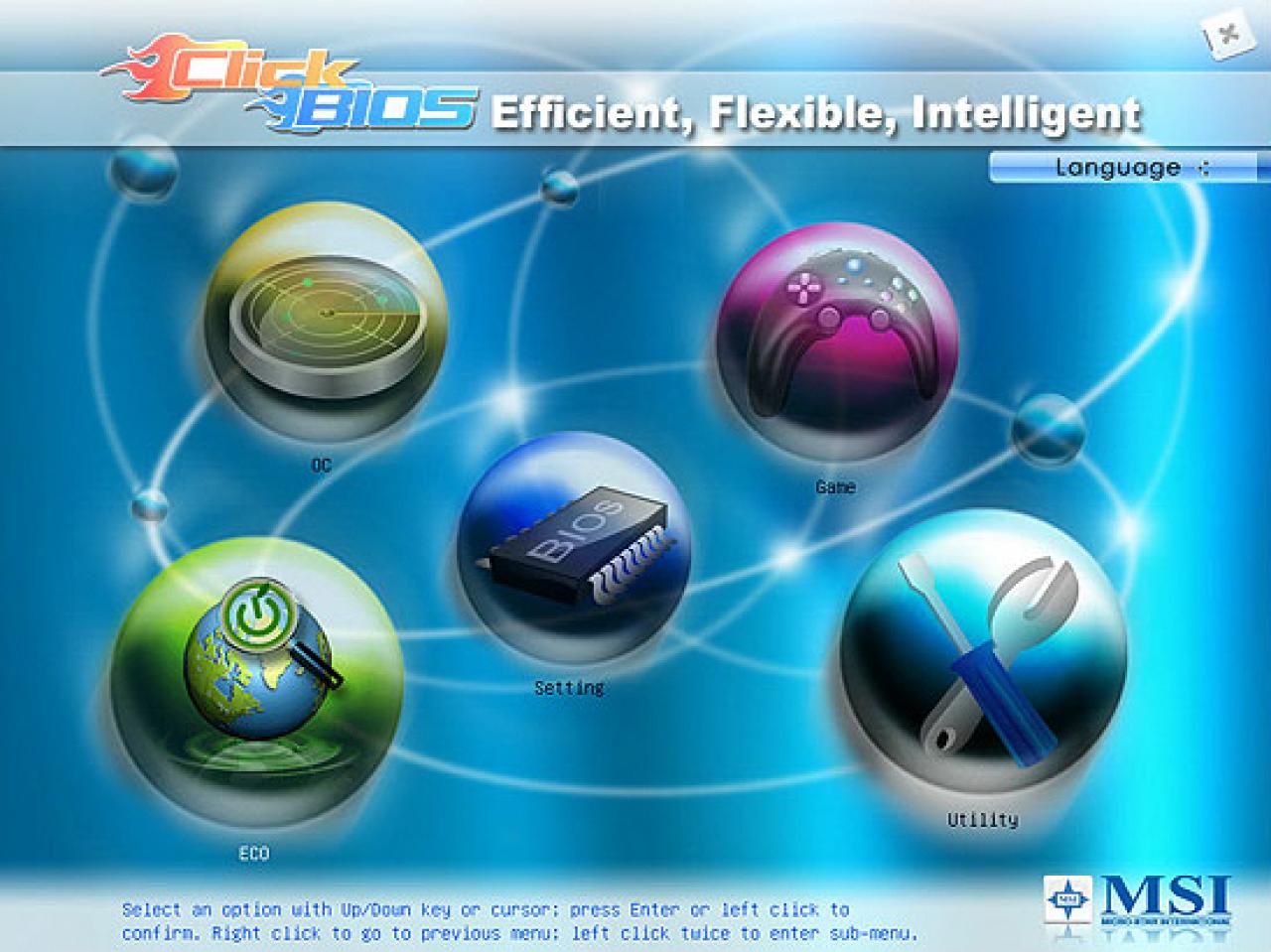 [16/07/2008] Bedienoberfläche von MSIs Pre-OS-Umgebung Click BIOS.