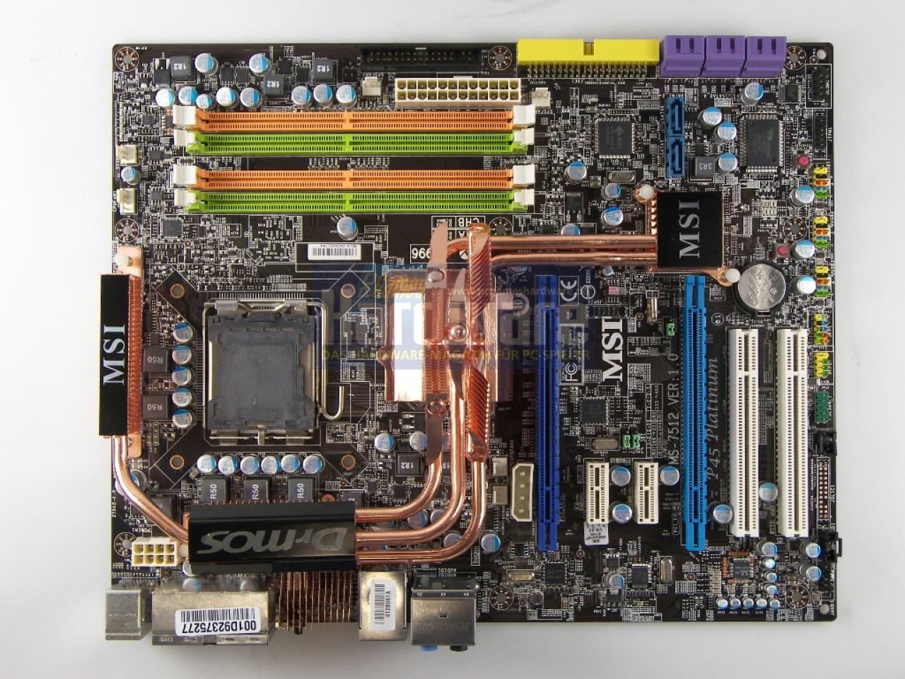 [10/07/2008] MSI P45 Platinum: MSIs P45-Top-Platine mit neuer Kühlung und Dr Mos (Bild: PCGH)