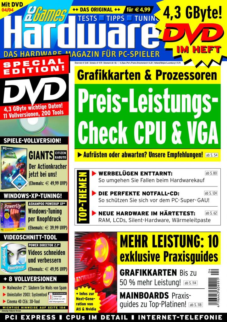 [11/07/2008] Die Ausgabe 04/2004 haben wir noch 10 Mal auf Lager. (Bild PCGH)