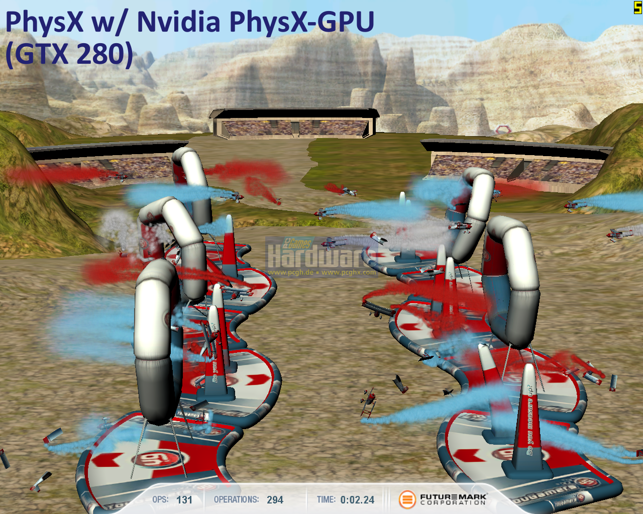 [10/07/2008] PhysX im 3DMark Vantage: Mit Geforce-GTX280-GPU ca. 131 Operationen pro Sekunde