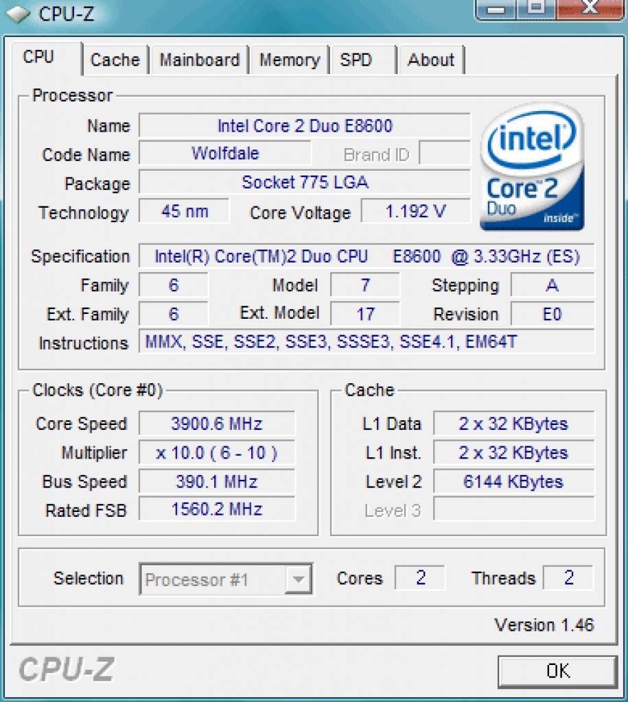 [29/07/2008] Intel C2D E8600: übertaktet auf 3,9 GHz - mit Standard-Kernspannung. (Bild: xbitlabs.com)