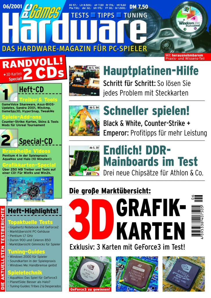 [11/07/2008] Die Ausgabe 06/2001 haben wir nur noch dreimal auf Lager. (Bild PCGH)