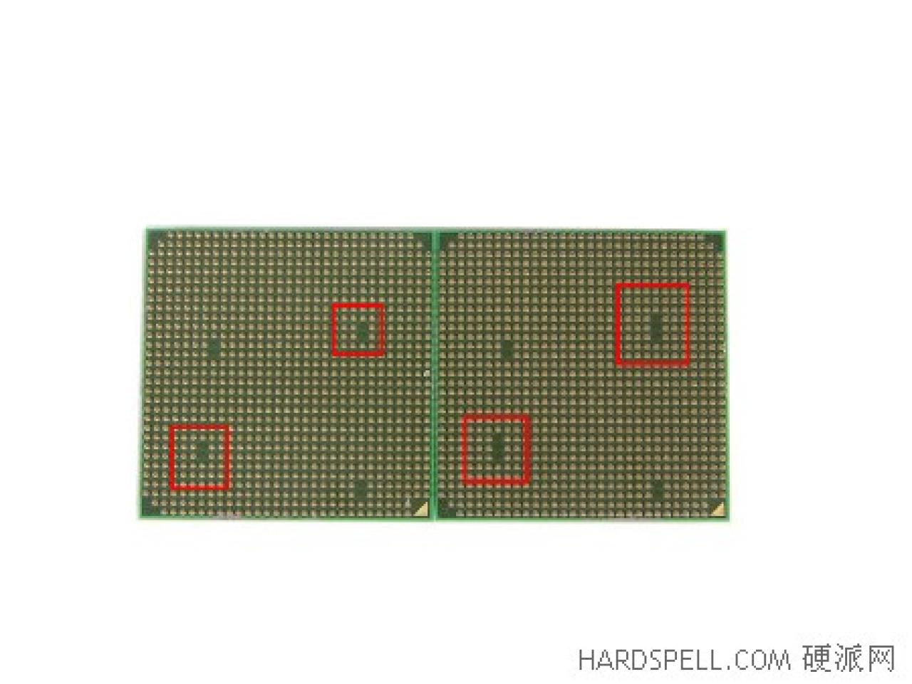[06/08/2008] AMDs neuer 45-Nanometer-Phenom (im Bild rechts) im Vergleich mit der 65nm-Version. (Bild: Hardspell)