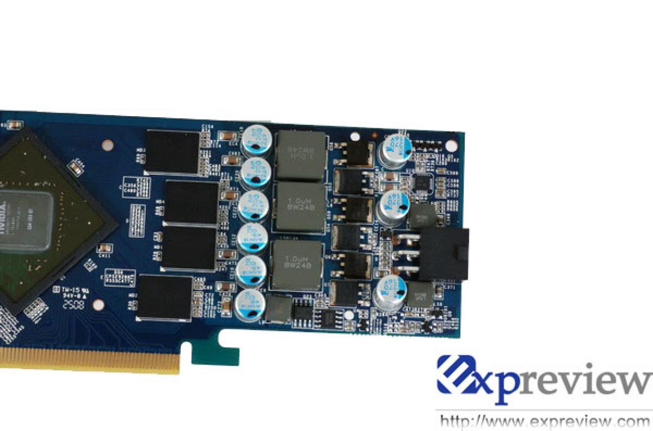 [08/08/2008] Die Low-Profile-9600GT benötigt einen sechspoligen PCI-Express-Stromstecker. (Bild: Expreview)