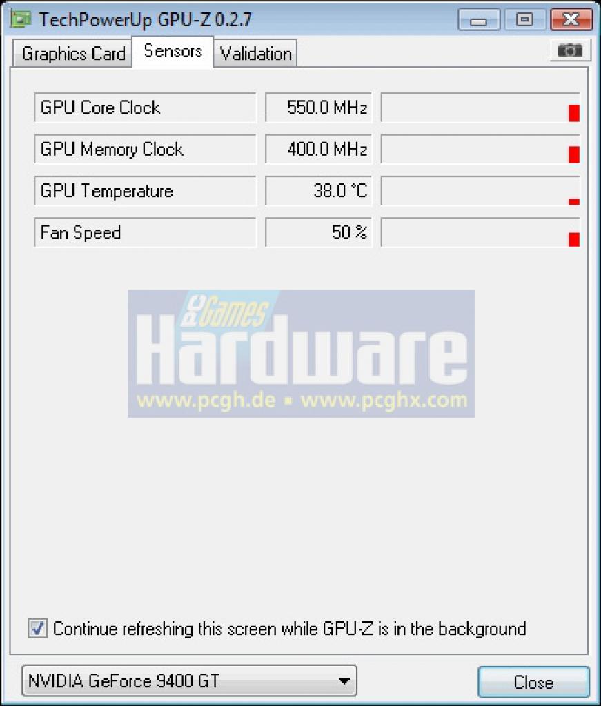 [25/08/2008] Geforce 9400 GT: Leerlauf-Temperatur laut GPU-Z (Bild: PCGH)