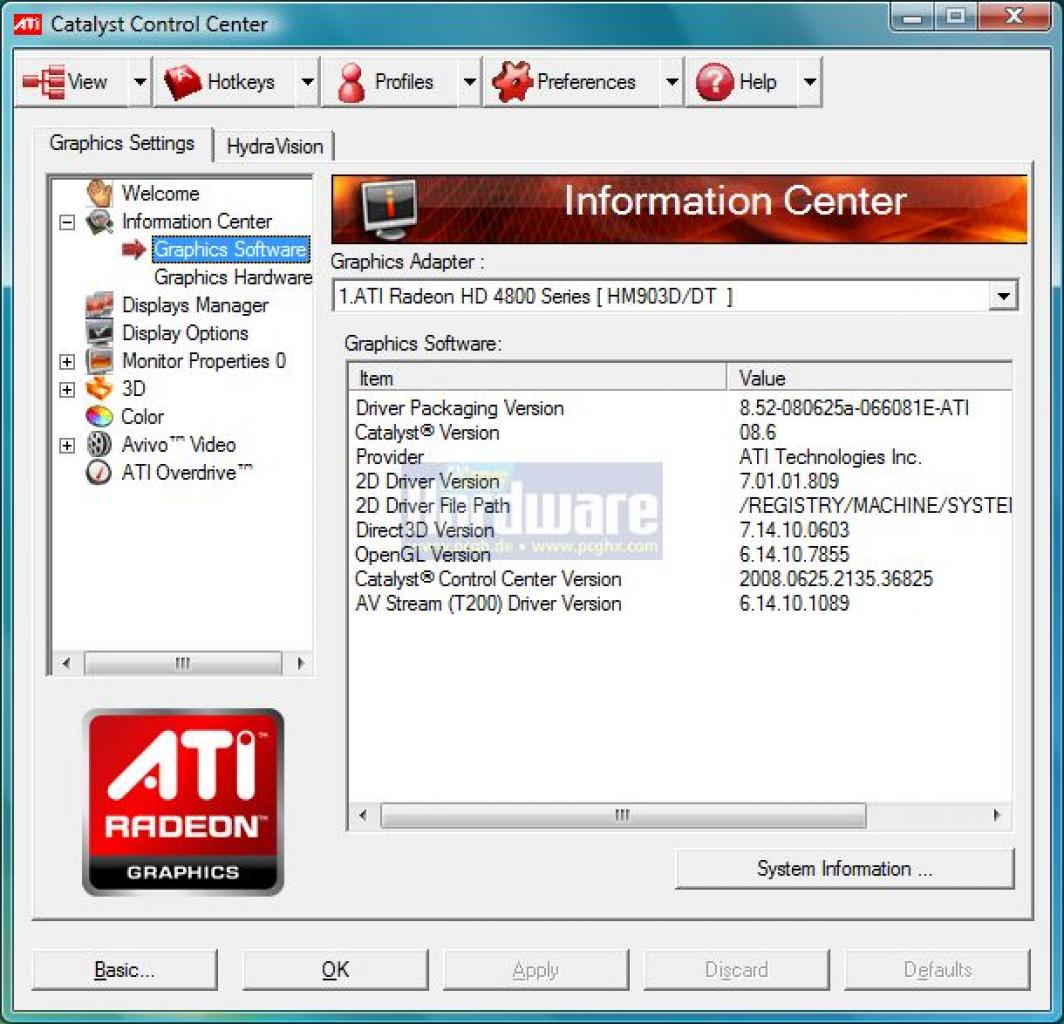 [05/08/2008] Powerplay 2.0: HD 4870:Die von uns verwendeten Treiberversionen - hier 8.52-080625a-066081E