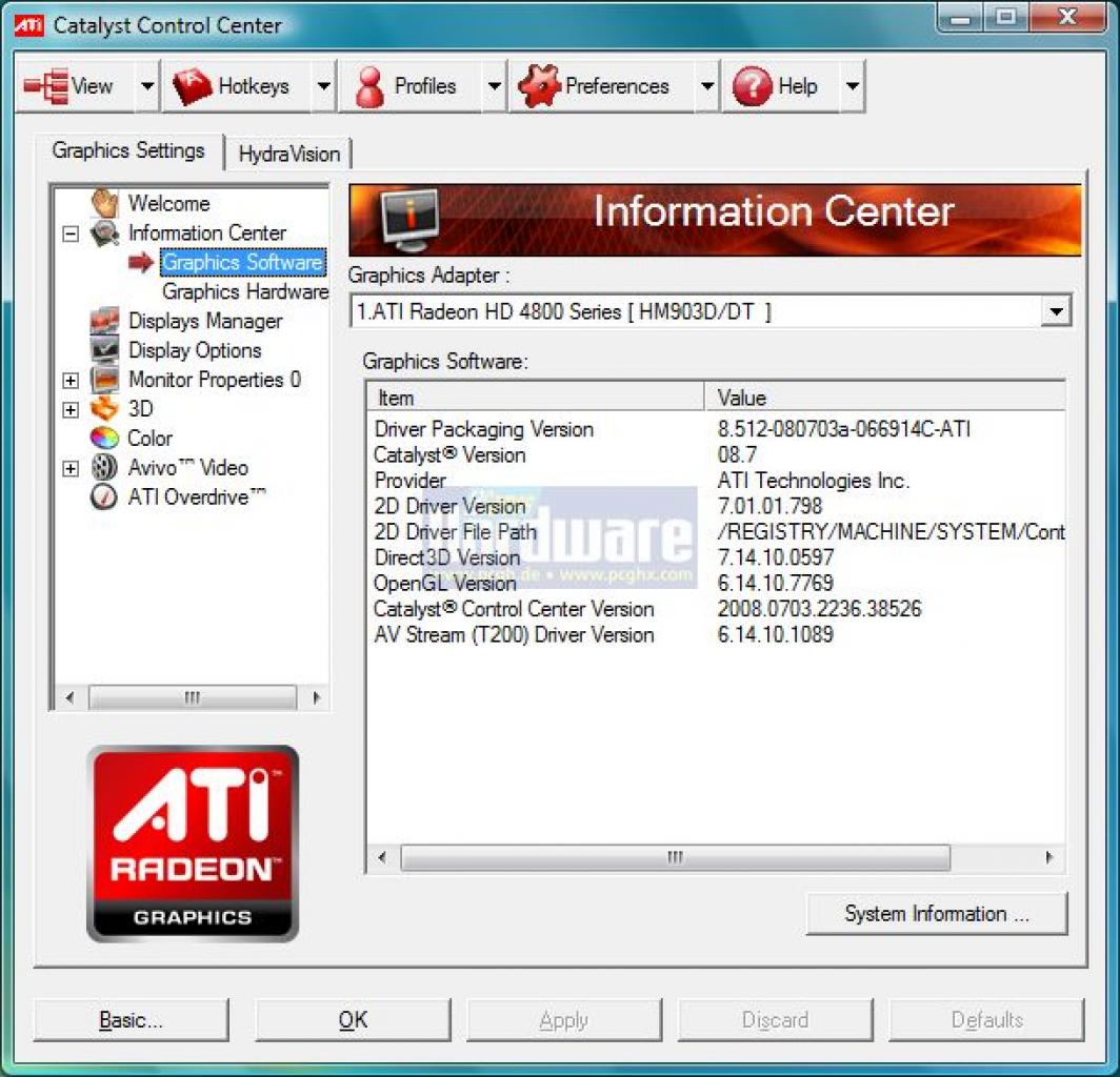 [05/08/2008] Powerplay 2.0: HD 4870:Die von uns verwendeten Treiberversionen - hier 8.512-080703a-066914A
