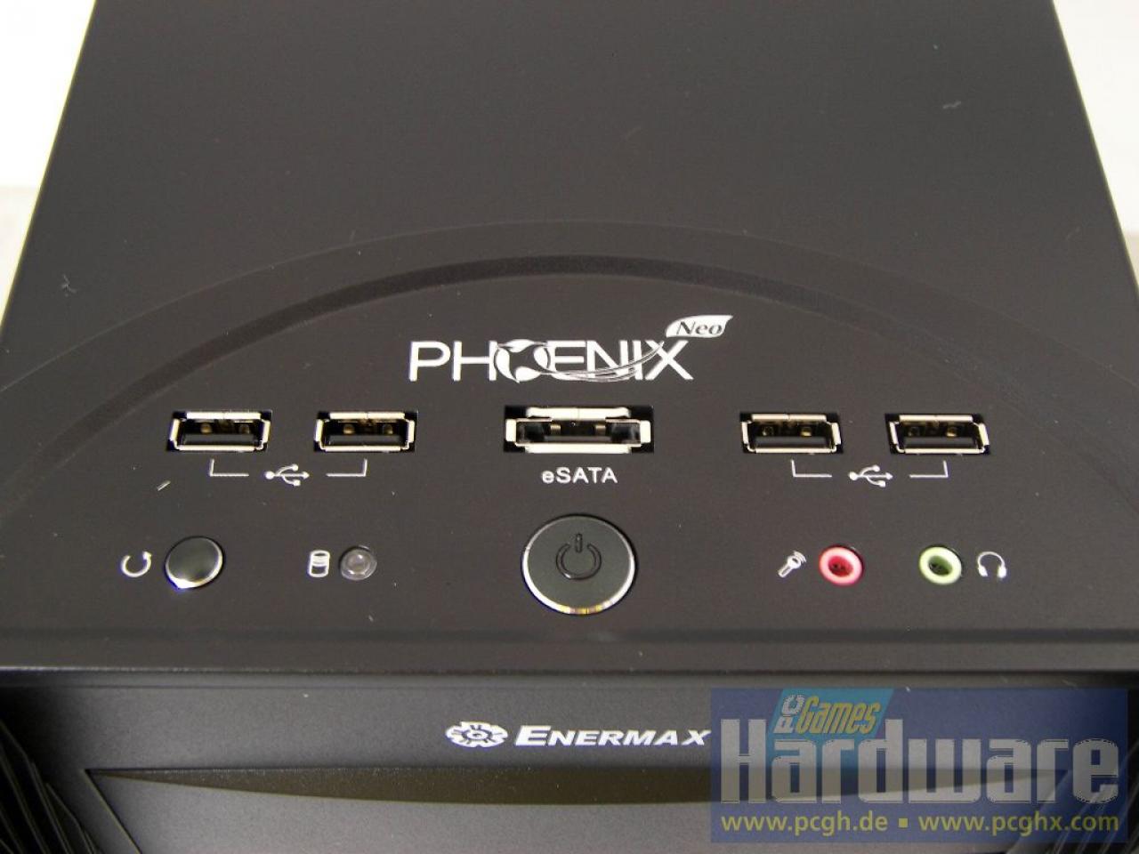 [05/08/2008] Die Frontanschlüsse des Enermax Phoenix Neo. (Bild. PCGH)