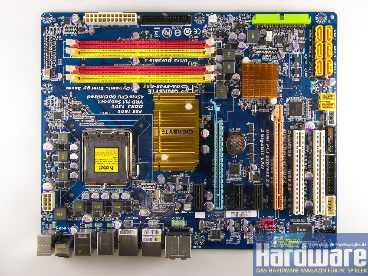 [28/08/2008] Gigabyte EP45-DS3: Die 100-Euro-Platine erreicht ein gutes OC-Ergebnis. (Bild: PCGH)