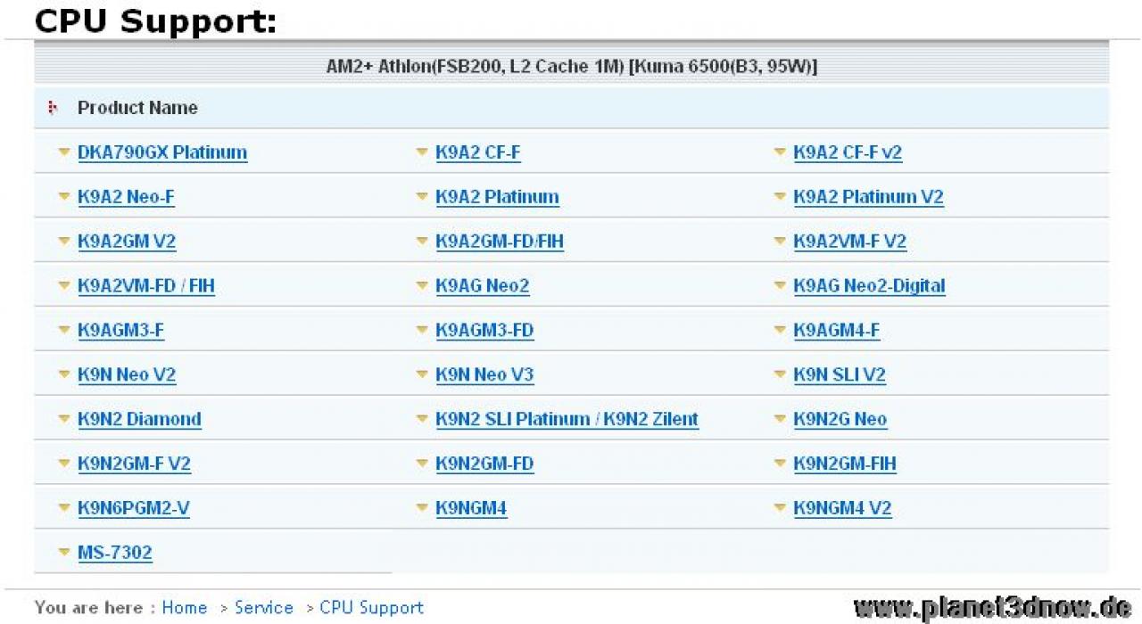 [31/08/2008] Eine CPU-Support-Liste des Herstellers MSI gibt erneuten Anlass zu der Vermutung, dass AMD seine K10-basierten Zweikerner doch unter dem Namen 