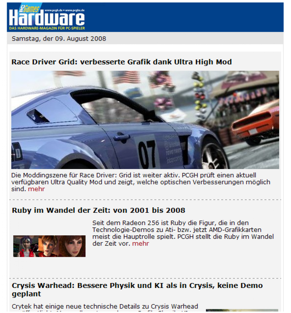 [11/08/2008] Der tägliche PCGH-Newsletter