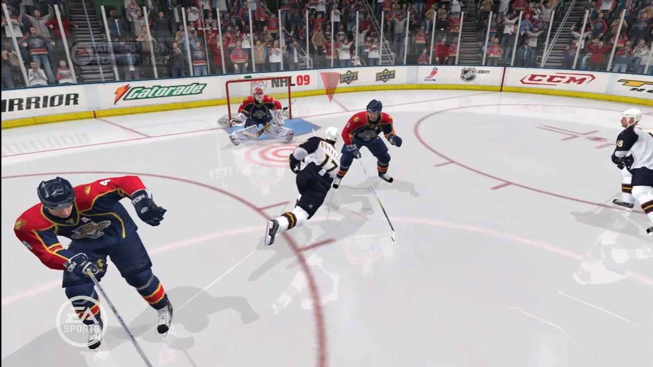 [17/08/2008] Bei Eishockey-Spielen wie NHL 09 werden die Spielerfiguren im Eis reflektiert.