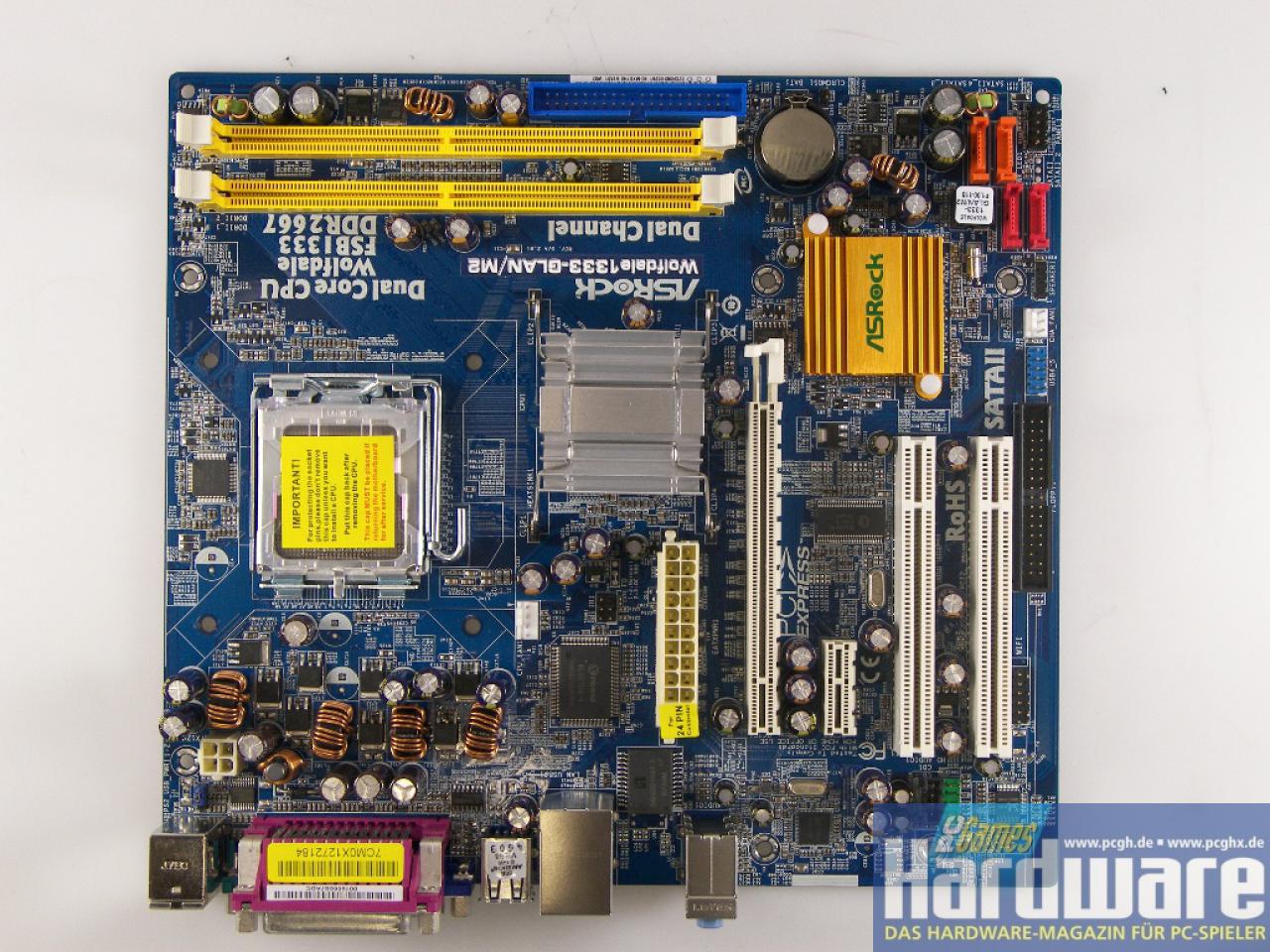 [01/09/2008] 945GC: Asrock Wolfdale1333GLAN/M2 (Bild: PCGH)
