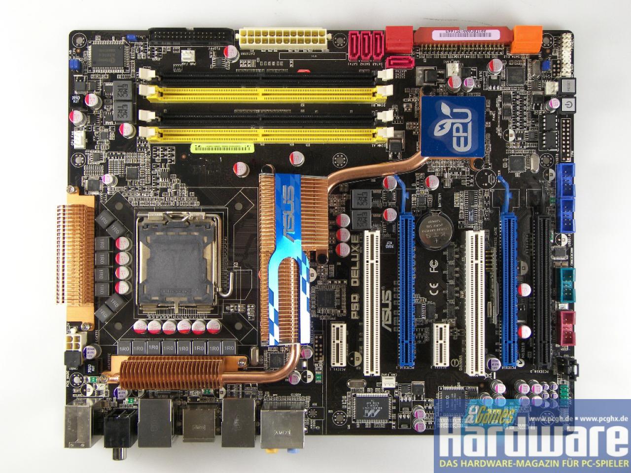 [01/09/2008] P45: Asus P5Q Deluxe (Bild: PCGH)