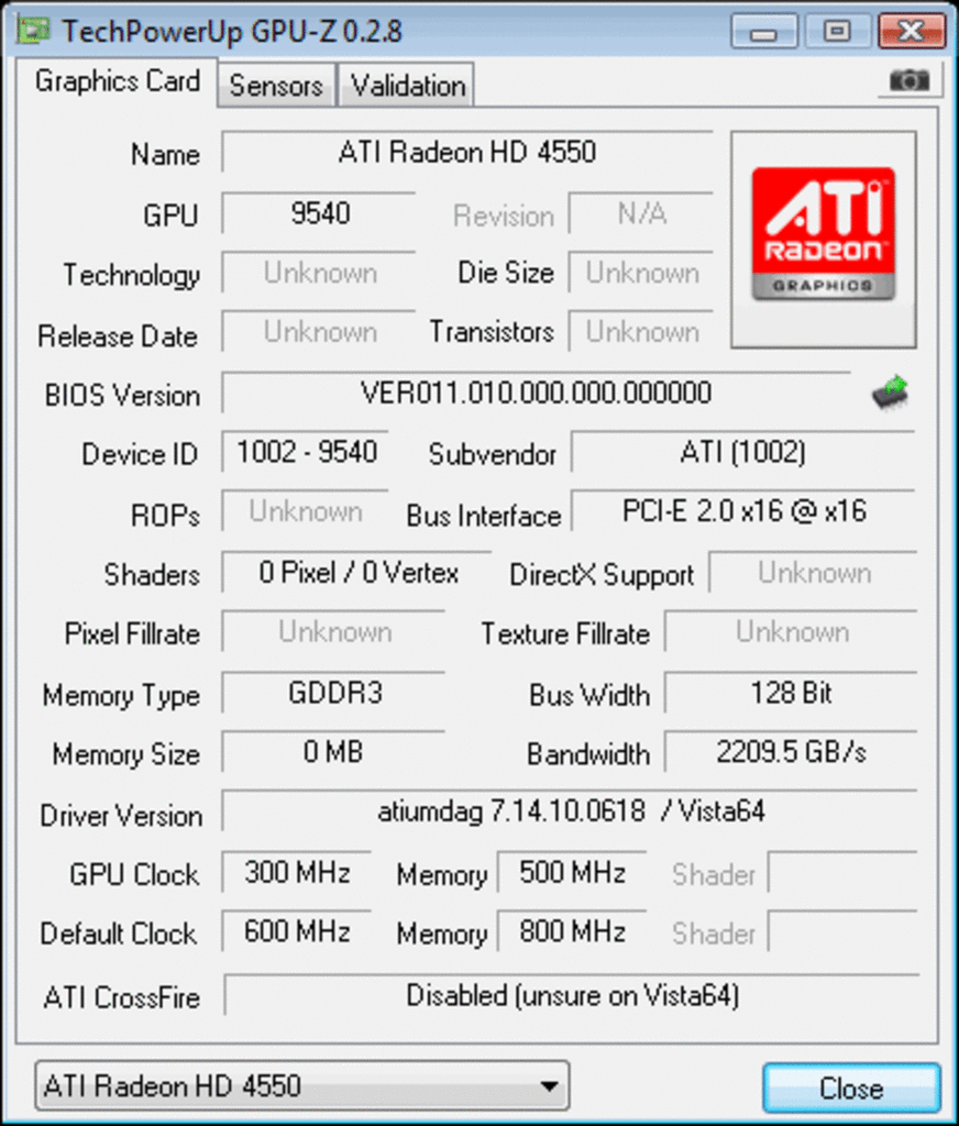[24/09/2008] Radeon HD 4550: GPU-Z (Bild: PCGH)