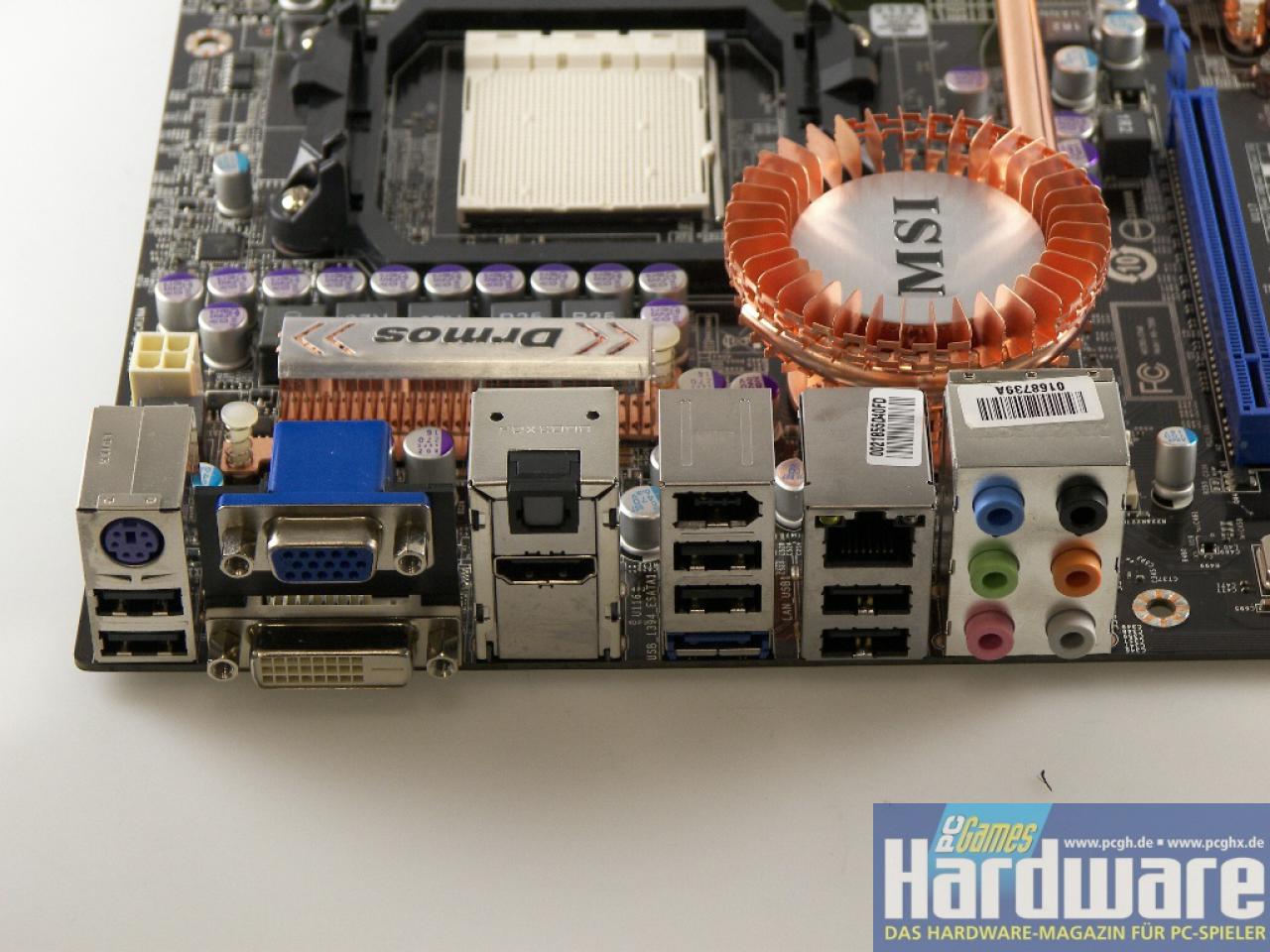 [01/09/2008] MSI DKA790GX Platinum: 790GX-Platine mit aufwendiger Kühlung, Onboard-Grafik und gutem OC-BIOS. (Bild: PCGH)