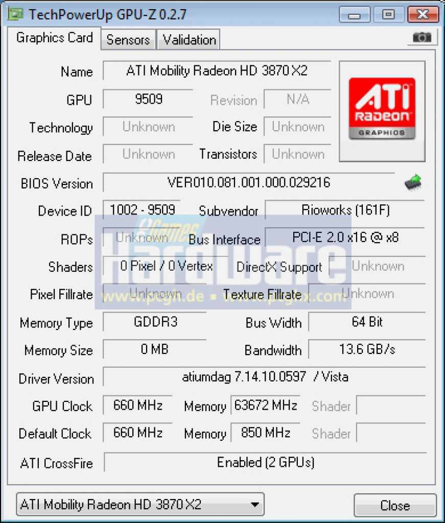[04/09/2008] Cyber-System CX17: die Radeon Mobility HD 3870 X2 (Bild: PCGH)