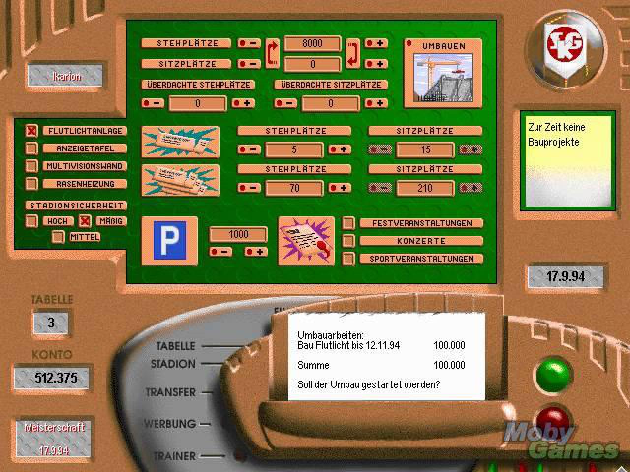[29/09/2008] Die wilden Neunziger, 1995: Hattrick! (Bild: Mobygames.com)