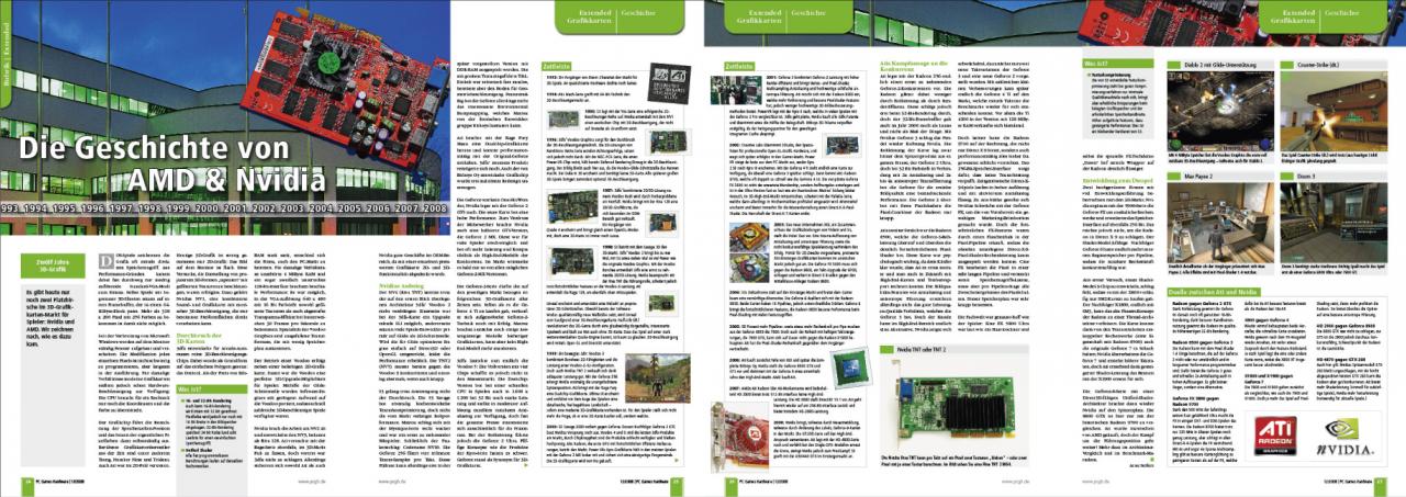 [31/10/2008] Die Geschichte von AMD & Nvidia: Es gibt heute nur noch zwei Platzhirsche im 3D-Grafikkarten-Markt für Spieler: Nvidia und AMD. Wir zeichnen nach, wie es dazu kam.