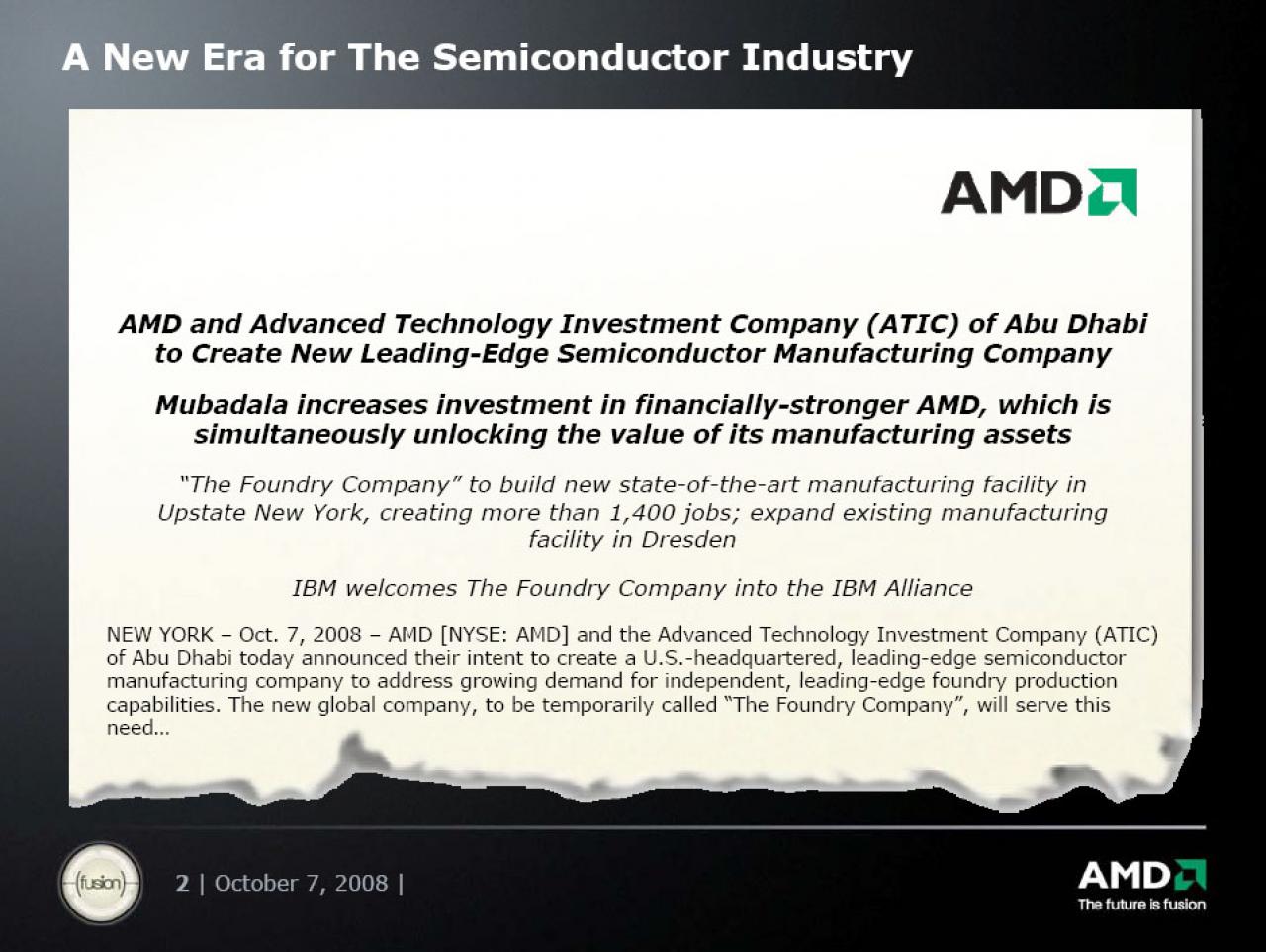 [07/10/2008] AMD: Präsentation zur Foundry Company