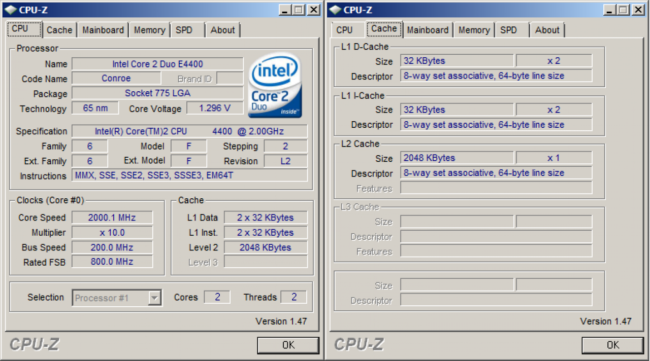 [16/10/2008] Intel Core 2 Duo E4400(Standard-Takt: 2.200 MHz, FSB800)