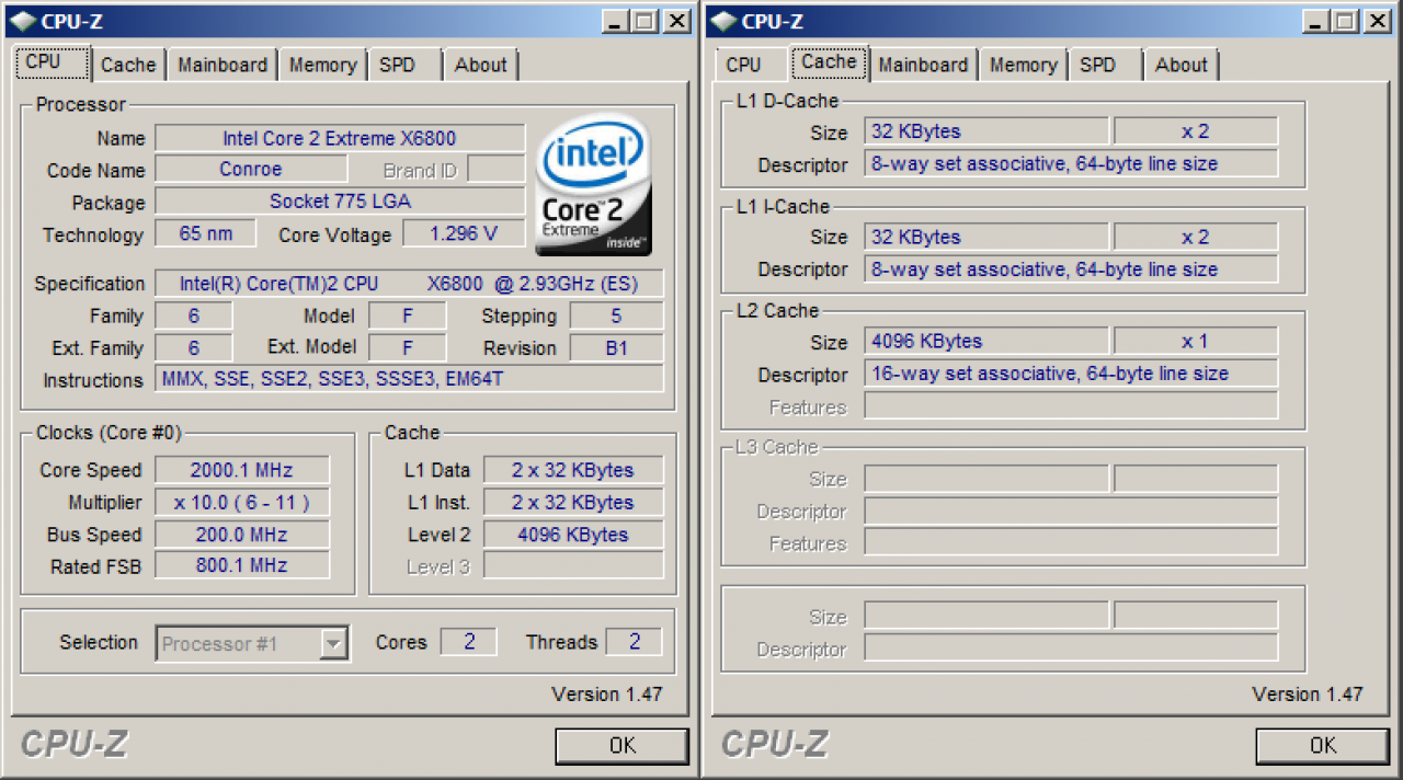 [16/10/2008] Intel Core 2 Duo X6800(Standard-Takt: 2.930 MHz, FSB1066)