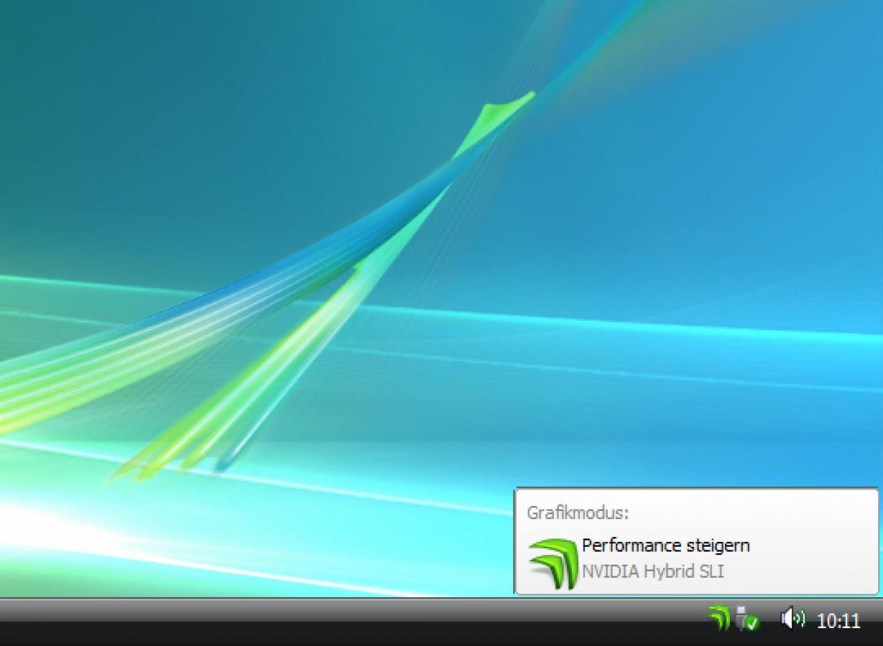 [15/10/2008] System-Tray: Hybrid-SLI läuft (Bild: PCGH)