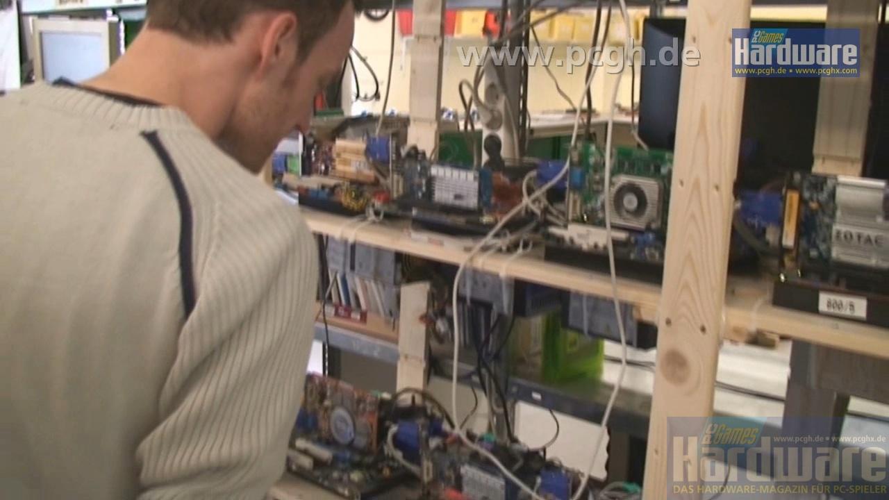 [12/10/2008] Im RMA-Bereich prüft Mushkin zurückgeschickte Module. Dafür stehen zahlreiche Mainboards bereit. (Bild: PCGH)