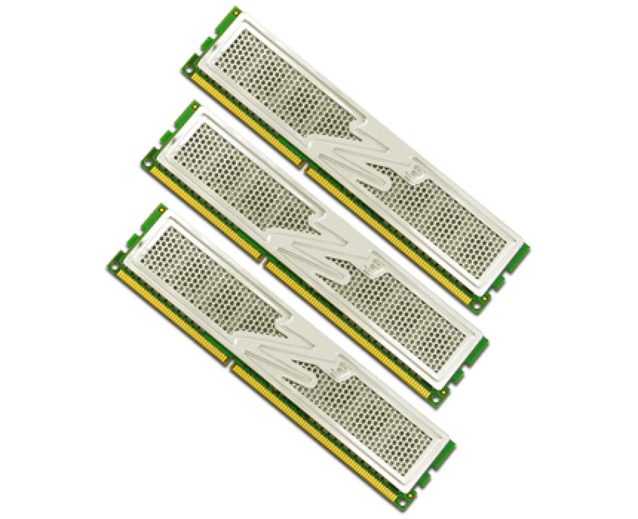 [17/10/2008] Die Sets PC3-10666 Platinum gibt es mit einer Gesamtkapazität von drei oder sechs GiByte. (Bild: OCZ)