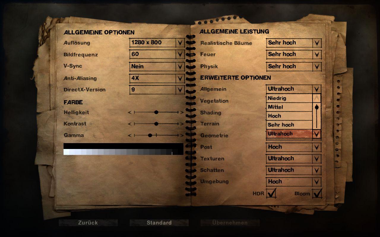 [24/10/2008] Far Cry 2: Das Grafikmenü