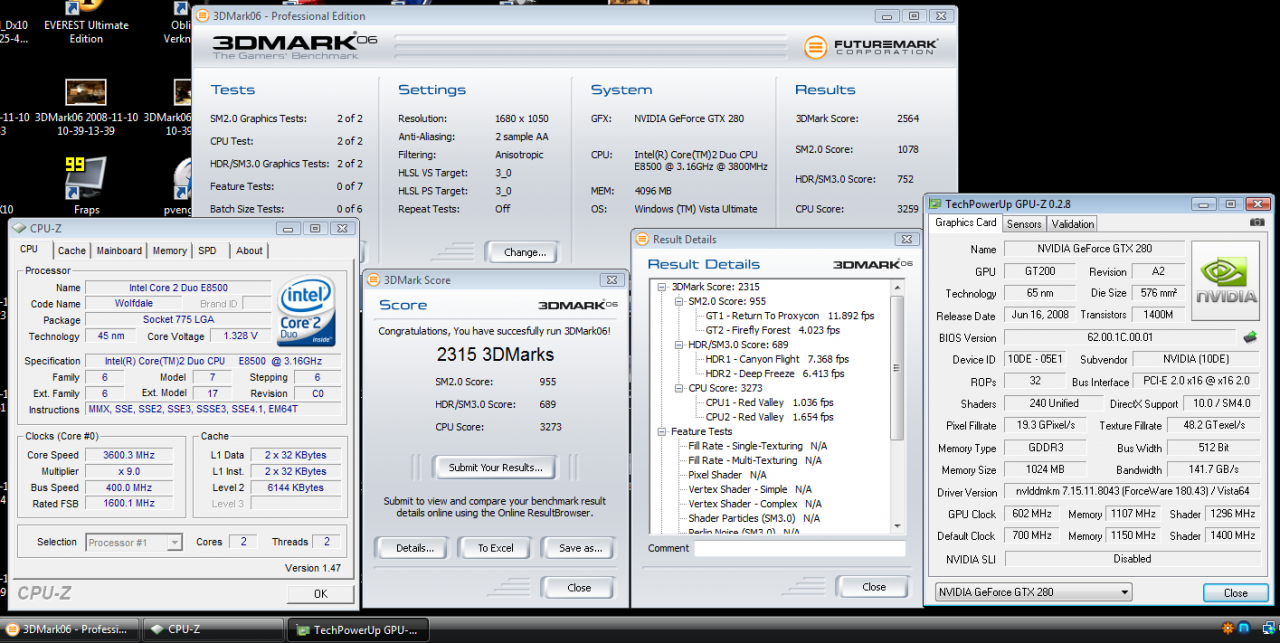[10/11/2008] 3DMark06 mit 32xS + TSSAA/16:1 HQ-AF: GTX-280-Standardtakt (602/1.296/1.107 MHz)