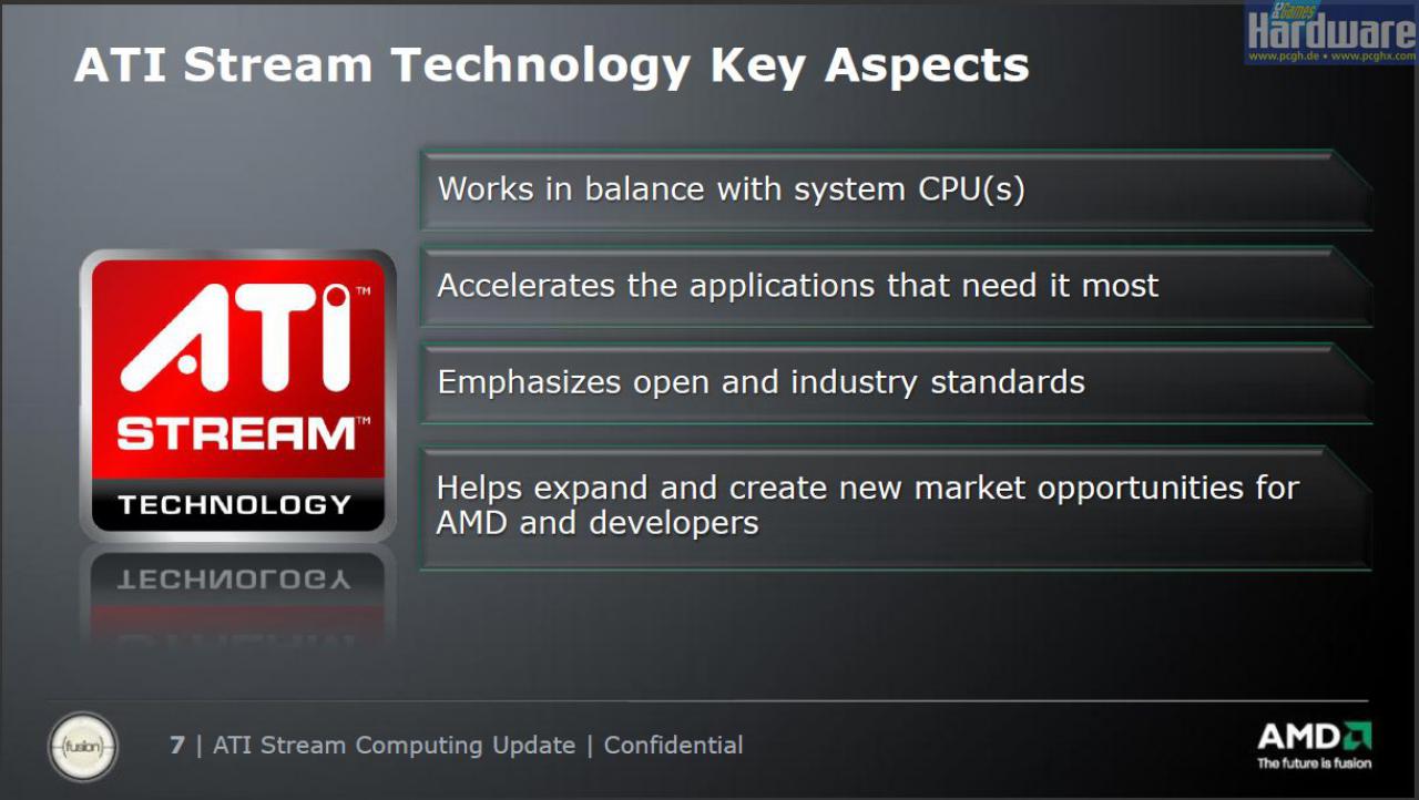 [13/11/2008] AMD präsentiert: Ati Stream - ausgeliefert per Catalyst 8.12 ab dem 10. Dezember.