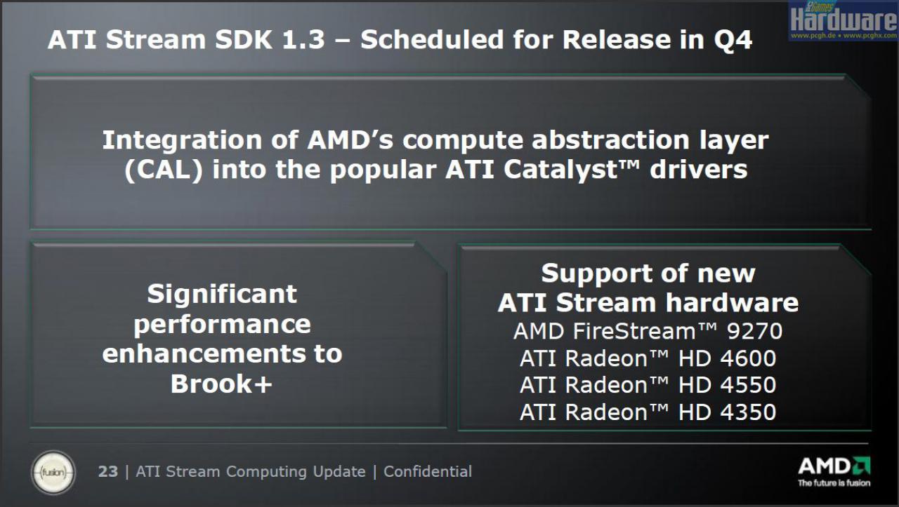 [13/11/2008] AMD präsentiert: Ati Stream - ausgeliefert per Catalyst 8.12 ab dem 10. Dezember.