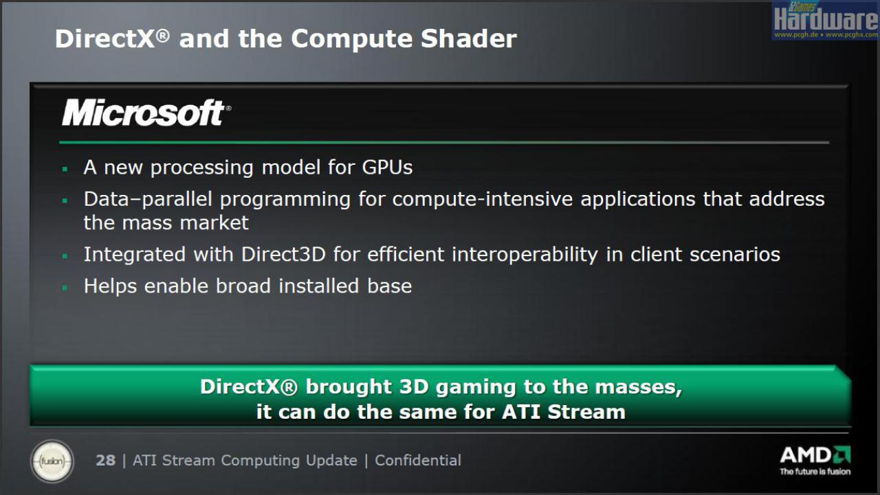 [13/11/2008] AMD präsentiert: Ati Stream - ausgeliefert per Catalyst 8.12 ab dem 10. Dezember.