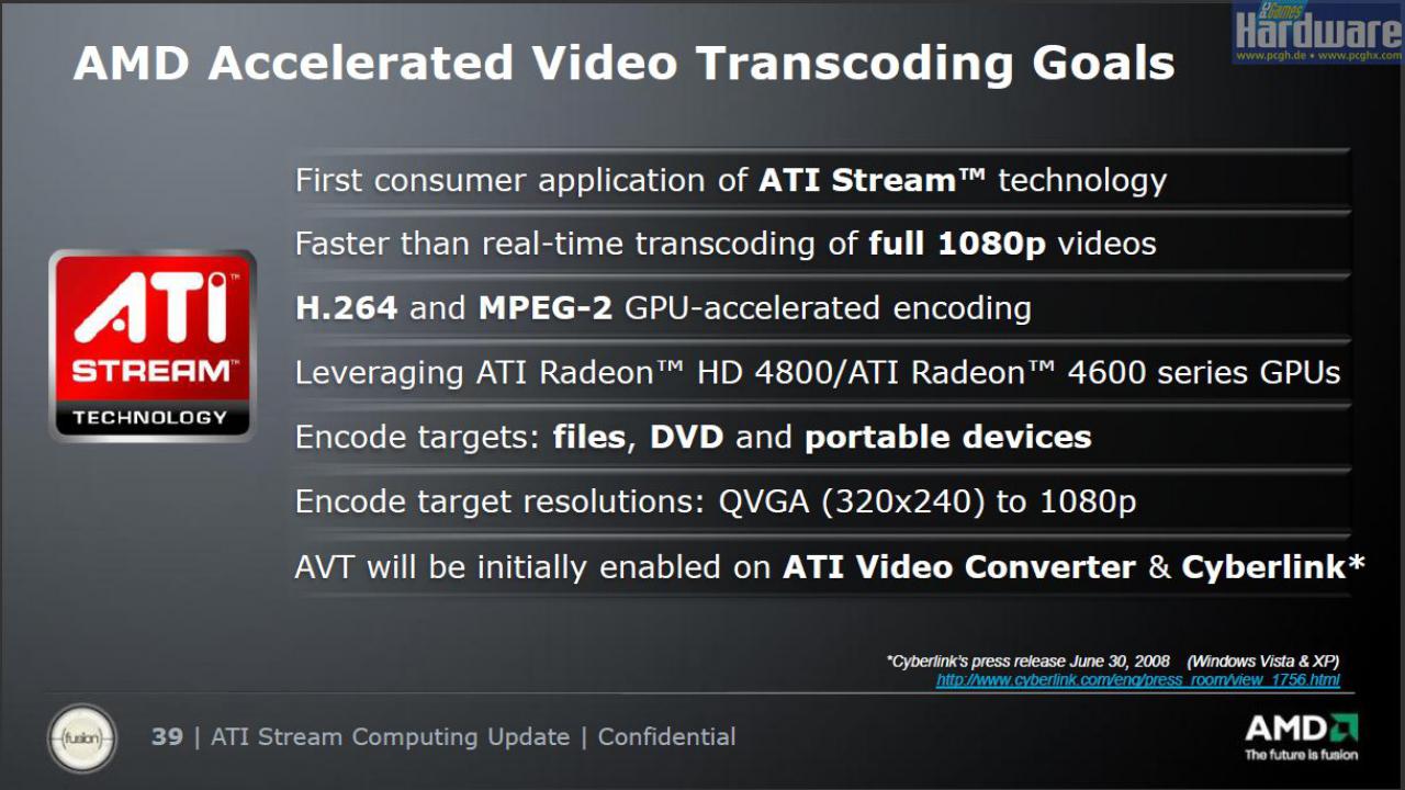 [13/11/2008] AMD präsentiert: Ati Stream - ausgeliefert per Catalyst 8.12 ab dem 10. Dezember.