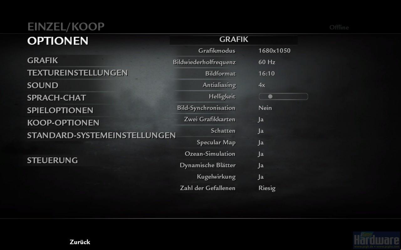 [13/11/2008] Call of Duty 5 World at War: Grafikmenü
