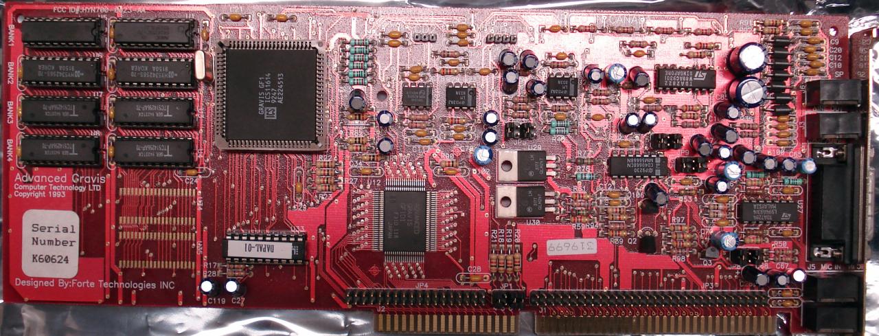 [06/11/2008] Gravis Ultrasound: Konkurrenz zur Soundblaster, die vor allem durch ihr damals ungewöhnliches rotes PCB auffiel.