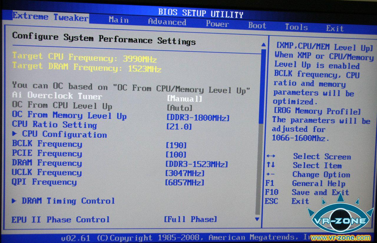 [03/11/2008] Asus Rampage II Extreme BIOS (Bild: vr-zone)