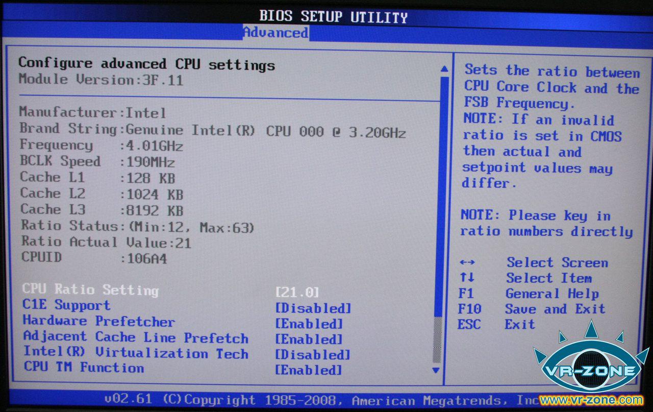 [03/11/2008] Asus Rampage II Extreme BIOS (Bild: vr-zone)