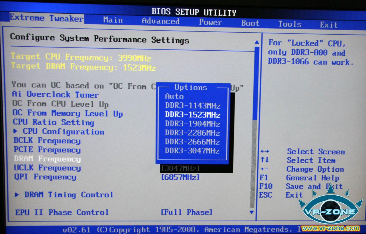 [03/11/2008] Asus Rampage II Extreme BIOS (Bild: vr-zone)