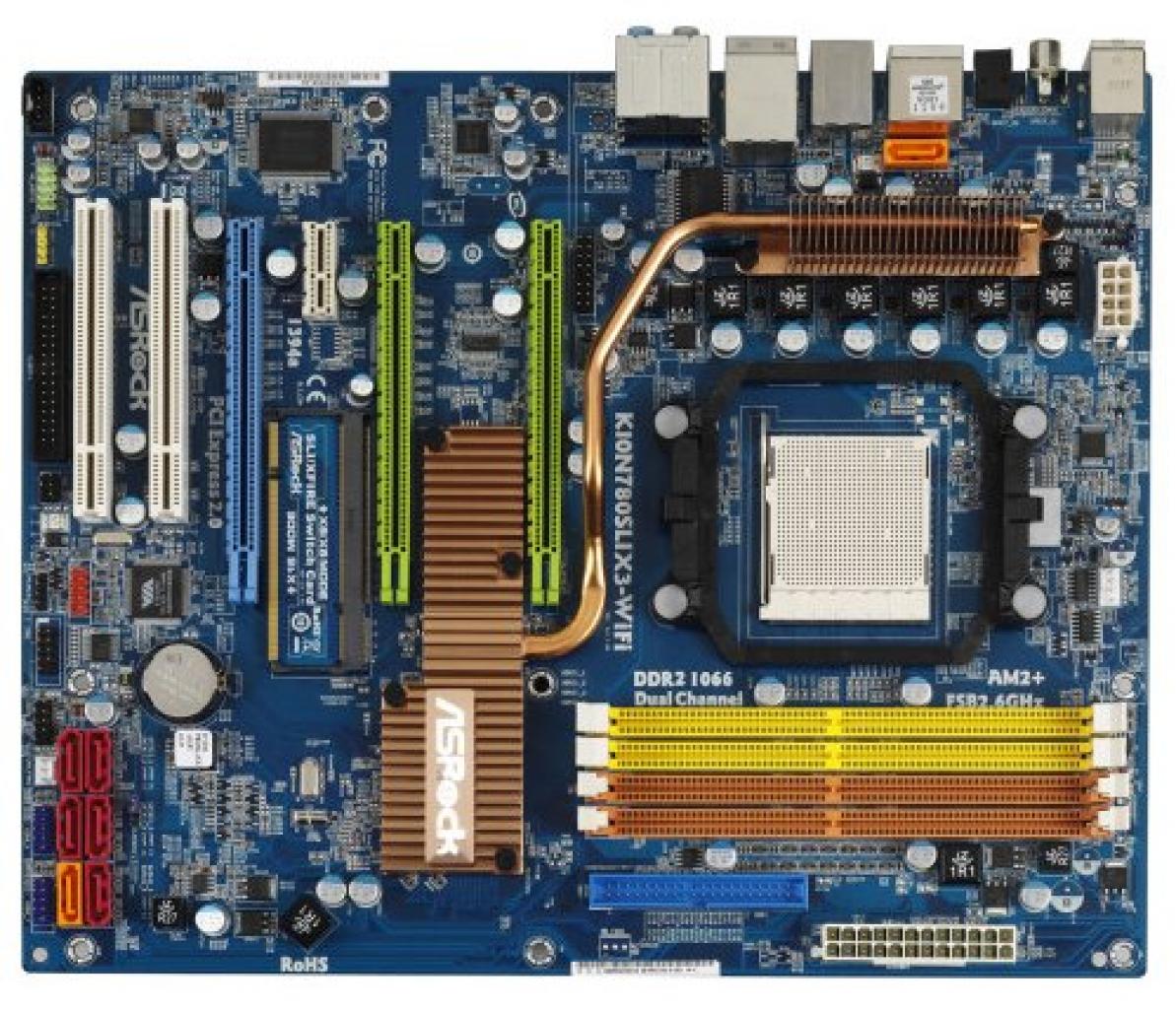[14/11/2008] Auch das Asrock K10N780SLIX3-WiFi eignet sich für AM3-CPUs. (Bild: Asrock)